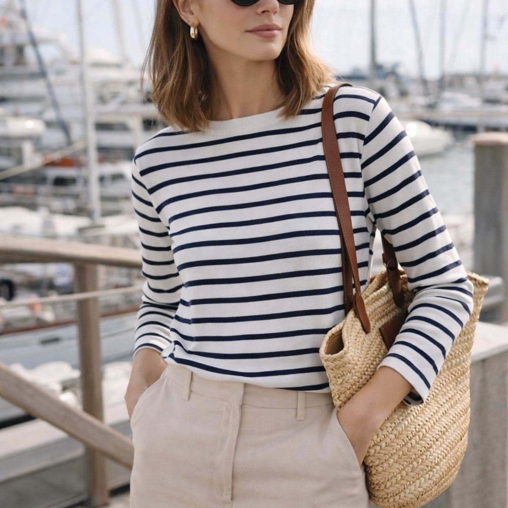 ZARA Black and White Striped Long Sleeve Top